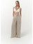Dapper Ip Detay Keten Palazzo Naturel Pantolon 3