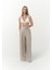 Dapper Ip Detay Keten Palazzo Naturel Pantolon 4