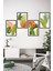Modern Boho Yapraklı Dekoratif Salon Tablosu Çerçeve Görünümlü 4 Parça Ahşap Mdf Üzeri Uv Baskı 2