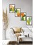 Modern Boho Yapraklı Dekoratif Salon Tablosu Çerçeve Görünümlü 4 Parça Ahşap Mdf Üzeri Uv Baskı 3