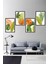 Modern Boho Yapraklı Dekoratif Salon Tablosu Çerçeve Görünümlü 4 Parça Ahşap Mdf Üzeri Uv Baskı 4