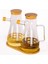 Borosilikat 2 Li Bambu Standlı Yağlık Sirkelik Set 900 ml 1