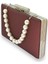 Bordo Renk Çizilmeyen El Izi Yapmayan Mat Saten Inci Saplı Abiye Çanta Gece Çantası Portföy Clutch 2
