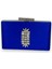 Saks Mavisi Rengi Saten Kristal Taşlı Abiye Çanta Gece Çantası Kına Gelin Mezuniyet Çantası Clutch 1