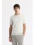 Erkek Ekru Bisiklet Yaka Boyuna Ajurlu Triko T-shirt A51Y5023 1