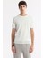 Erkek Ekru Bisiklet Yaka Boyuna Ajurlu Triko T-shirt A51Y5023 5