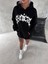 Unisex Üç Iplik Kapşonlu Baskılı Sweatshirt 1