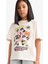 Kız Çocuk PowerPuff Girls Oversize Geniş Kalıp Bisiklet Yaka Kısa Kollu Tişört E6512A825HS 1