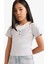 Kız Çocuk Cropped Fit Bisiklet Yaka Ribana Kısa Kollu Tişört E1830A825SM 1