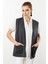 Kadın Cepli Yazlık Triko Yelek Gri 2