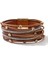 R-Kahverengi Amorcome Çok Katmanlı Yuvarlak Çivili Sargılı Deri Kadın Bilezikleri Boho Geniş Örme Manyetik Tokalı Kolluk Bilezik Femme Pulsera (Yurt Dışından) 1