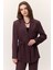 Kemerli Düğmeli Blazer Ceket Bordo 4