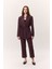 Kemerli Düğmeli Blazer Ceket Bordo 5