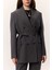 Tencel Kemerli Kruvaze Blazer Ceket Antrasit 5