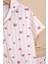 Pembe Çizgili Kalp Desenli Göz Bantlı Kız Çocuk Kısa Kol Pijama Takımı 20567 3