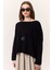 Oversıze Dökümlü Pamuk Kazak Siyah 5