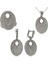 Gümüş Beyaz Taşlı Oval Bayan Set 1