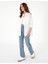Kadın Beyaz Oversize Uzun Kollu Keten Gömlek 50301078-VR013 5