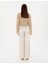 Kadın Ekru Loose Fit Kanvas Pantolon 50301267-VR019 4