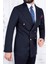 Erkek Slim Fit Sivri Yaka Kruvaze Koyu Lacivert Takım Elbise 3