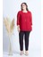 1934 Kolyeli Şifon Büyük Beden Şık Bluz Kırmızı 3