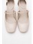 Emly Ekru Rugan Küt Burunlu Kadın Kısa Topuklu Ayakkabı 2