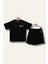 Erkek Çoçuk Sörf Baskılı T-Shirt Kısa Şort Takım - Siyah 1