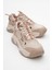 Melina Bej Desenli Kadın Spor Sneakers 1