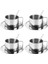 Çelik 4 Adet 3 Parça 200 ml Çift Cidar Espresso Kahve Fincan Seti Sunum Bardağı 1
