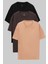 Ds Damat Comfort Siyah/kahverengi/bej 3'lü Bol Kesim %100 Pamuk T-Shirt 1