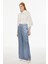 Drinas Rahat Kalıp Uzun Boy Geniş Paça Mavi Renk Kadın Pantolon 3