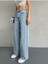 Kadın Yüksek Bel Kar Yıkama Likralı Geniş Paça Palazzo Jeans 1