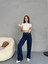 Kadın Yüksek Bel Kar Yıkama Likralı Geniş Paça Palazzo Jeans 5