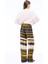 Retro Regular Fit Geometrik Desenli Uzun Boy Geniş Paça Çok Renkli Kadın Pantolon 3