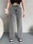 Kadın Yüksek Bel Kar Yıkama Likralı Geniş Paça Palazzo Jeans 3