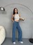 Kadın Yüksek Bel Kar Yıkama Likralı Geniş Paça Palazzo Jeans 5