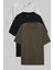 Ds Damat Comfort Beyaz/siyah/haki 3'lü Bol Kesim %100 Pamuk T-Shirt 1