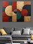 Geometrik Renkli Daire Kompozisyonu Dekoratif Kanvas - Mdf Ahşap Tablo 5