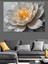 Altın Detaylı Beyaz Lotus Dekoratif Kanvas - Mdf Ahşap Tablo 5