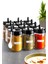 12 Adet Kapağı Kendinden Kaşıklı ve Etiketli Baharatlık Seti - (300 Ml) Etiketli Cam Baharat Takımı 1