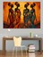 Turuncu Zeminde Afrika Kadınları Dekoratif Kanvas - Mdf Ahşap Tablo 1