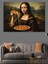 Pizza Yiyen Mona Lisa Dekoratif Kanvas - Mdf Ahşap Tablo 1