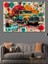 Retro Kamyonla Sokak Grafiti Dekoratif Kanvas - Mdf Ahşap Tablo 2