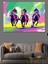 Renkli Yarışan Atlı Siluetler Dekoratif Kanvas - Mdf Ahşap Tablo 1