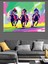 Renkli Yarışan Atlı Siluetler Dekoratif Kanvas - Mdf Ahşap Tablo 3