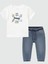 01-04 Yaş Mayoral Erkek Bebek Pantolon T-Shirt Takım - Beyaz-Mavi 1
