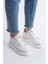 Mına Bağcıklı Ortopedik Taban Kadın Sneaker Spor Ayakkabı - Beyaz/altın 1