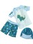 Erkek Bebek 3'lu Set- Upf 50 + Güneş Korumali Sort Mayo + Tshirt 'u + Sapka Seti Cute Dıno 1