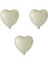 18 Inç Retro Beyaz (Krem) Renk 3 Adet Kalp Şekilli Folyo Balon 1