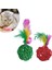 2li Rattan Renkli Peluş Tüy Kedi Köpek Oyuncak Yakalama Çiğneme Çıngıraklı Top Oyuncağı (4887) 2
